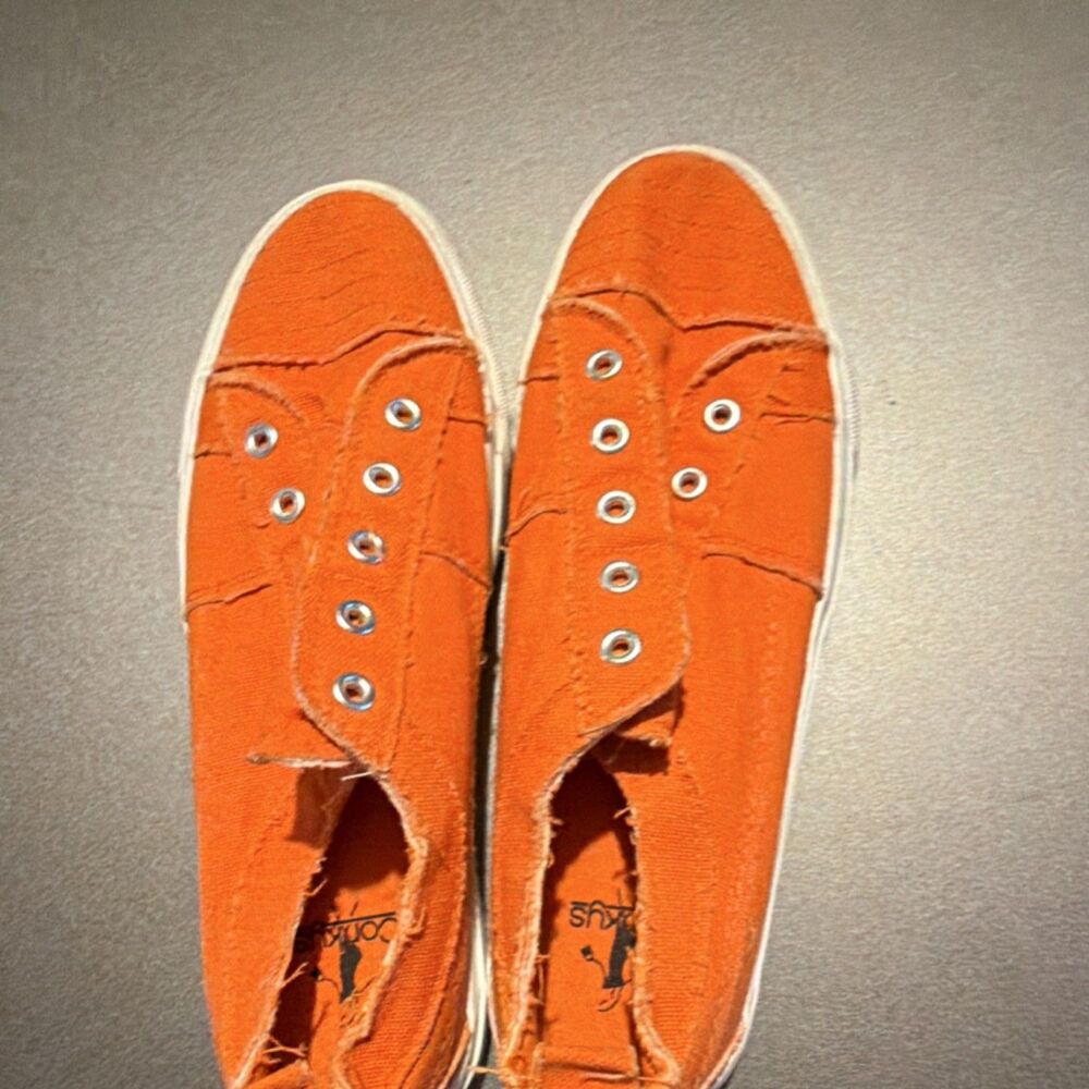 BabaLú Men’s Orange Canvas Lace-Up Sneakers US 9 Rubber Sole Round Toe
